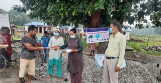 प्राकृतिक स्रोत द्वन्द्व रुपान्तरण नेपालद्वारा मास्क अभियान तथा वितरण  ।