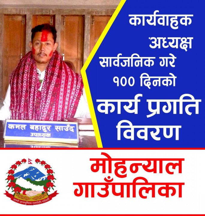 कैलालीको मोहन्याल गाउँपालिकाका कार्यबाहक  अध्यक्ष कमल साउदका १०० दिनकाे प्रगति विवरण