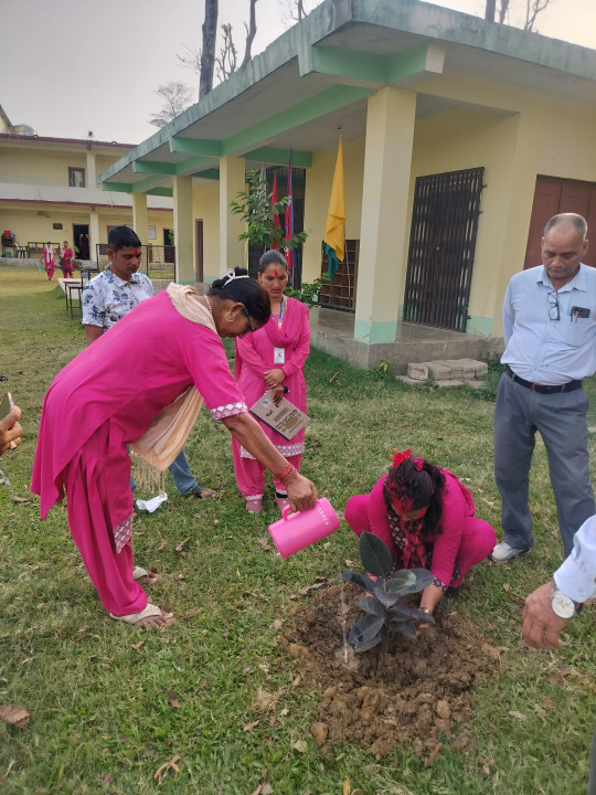 जन्मदिनको अवसरमा शिक्षिका रिमालद्वारा स्टेशनरी वितरण तथा वृक्षारोपण